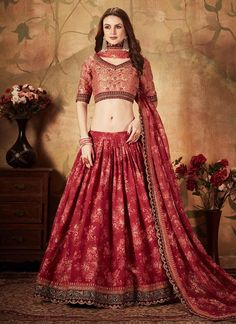 Introducing our Premium Maroon Printed & Embroidered Organza Lehenga Choli - a must-have for every woman! Perfect for Indian weddings and festive occasions, this readymade lahanga choli features exquisite embroidery and a vibrant maroon color. Elevate your style and make a statement with this festive wear lengha choli. The unstitched blouse can be customized upto 46 inches. Do Note: All the accessories shown are for styling purpose only. Slight color variation may occur due to photographic reaso Maroon Lehenga, Peach Lehenga, Organza Bridal, Lehenga Choli For Women, Choli For Women, Indian Lehenga Choli, Floral Lehenga, Reception Lehenga, Organza Lehenga