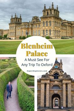 an image of a castle with the words blenheim palace on it's front