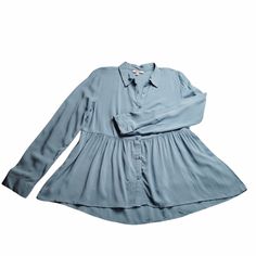 Nwt Bongo Button Down Collard Baby Blue Women's Top Size L Bust 13/Waist 17/Shoulder Hem 24/Sleeve 23/Across Bottom 26.5 100%Rayon Nwt [#A7-1175] Trendy Blue Blouse With Button Cuffs, Trendy Blue Blouse With Buttons, Blue Tops With Button Cuffs For Day Out, Light Blue Fitted Button-up Blouse, Fitted Light Blue Button-up Blouse, Trendy Blue Blouse With Button Closure, Blue Blouse With Button Closure For Day Out, Light Blue Buttoned Blouse For Fall, Chic Light Blue Buttoned Blouse