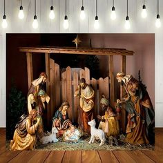 a nativity scene with the birth of jesus