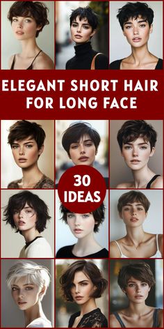 Long face? Short hair is the answer! Discover 30 flattering styles that create harmony and balance. From layered pixies to chin-length bobs, these cuts add width and soften angular features. Embrace a trendy, easy-to-style look that boosts your confidence. Transform your long face with the ideal short haircut! Long Face Haircuts Short, Layered Chin Length Hair With Bangs, Short Haircut For Oblong Face, Pixie Long Face, Short Hairstyle Long Face, Long Face Pixie Haircut, Short Hairstyles For Long Face, Face Framing Short Haircuts