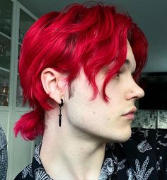 Red Hair Punk Guy, Short Red Hair Male, Red Hair Blonde Roots, Bright Red Hair Color Short, Guys With Red Hair Dyed, Red Roots Hair, Shades Of Red Hair Color, Bright Red Hair Dye, Red Hair Boy