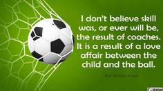 a soccer ball in the net with a quote about it