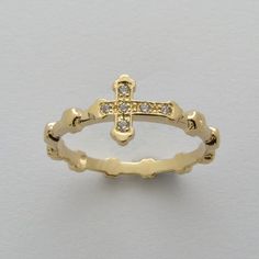 RR2019  Rosary Ring 14K 18K Solid Gold Cubic Cross Girly Wishlist, Rosary Ring, Gold Rosary, Gold Rings Jewelry, Cross Ring, Gold Cross, Jewelry Inspo, Dream Jewelry