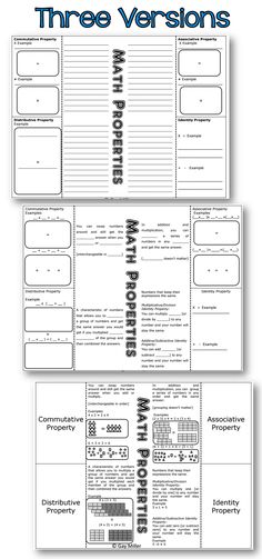 three versions of the worksheet are shown