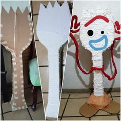 three different types of paper mache sculptures