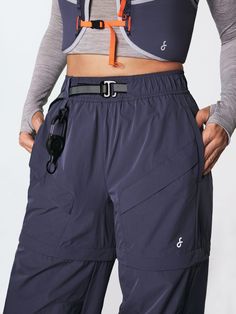 Features Zip-Off Multi-Pocket Adjustable Anti-Abraision Black Pants, Active Wear, Purple, Pants, Black, Trousers