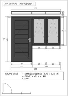 an image of a door with measurements for the front and side doors, including two glass panels