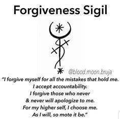 a poem written in black and white with the words, forgingness sigil