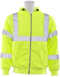 ERB W375 Class 3 Hi Viz Lime Zippered Sweatshirt Large  ANSI Class 3 sweatshirt. 100% Polyester fleece. Attached hood. Zipper closure. 2 exterior pockets. AwareLite reflective trim.  California Proposition 65 Warning. Sweatshirt Zipper, Personal Protective Equipment, Hooded Sweatshirts, California, Trim, Exterior, Zipper, Sweatshirts, How To Wear