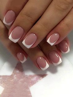 White Tip Acrylic Nails, Gel Nails French, White Tip Nails, White Tips, French Manicure Nails, Easy Nails, Short Square Nails, French Tip Acrylic Nails, Her Nails