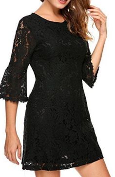 Zeagoo Women's 3/4 Bell Sleeve Lace Cocktail Party Dress Color: Black Size: Xl Perfect To Dress Up For A Special Occasion, Datenighy Or To Wear Out Casually With Some Cute Boots Or Sandals! Bring On Vacation Or Wear To A Birthday Party Or Work. New, Never Worn 621 Evening Half Sleeve Mini Dress, Elegant Black Mini Dress With Half Sleeves, Elegant Black Mini Dress With 3/4 Sleeves, Very Short Dress, Party Mini Dress, Lace Dress With Sleeves, Formal Party Dress, Rockabilly Dress, Cap Dress