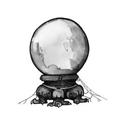 an ink drawing of a snow globe with two cats sitting on it's legs