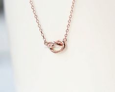 rose Gold Love Knot necklace Tie the Knot necklac/ dainty necklace, everyday, simple, birthday, wedd Dainty Rose Gold Charm Necklaces For Bridesmaid Gift, Dainty Rose Gold Charm Necklace For Bridesmaid, Rose Gold Sterling Silver Charm Necklaces For Wedding, Rose Gold Sterling Silver Charm Necklace For Wedding, Minimalist Rose Gold Charm Necklace For Wedding, Dainty Rose Gold Necklace For Bridesmaids, Wedding Charm Necklace In Rose Gold And Sterling Silver, Rose Gold Clavicle Chain Charm Necklace For Wedding, Delicate Rose Gold Charm Necklace For Bridesmaids