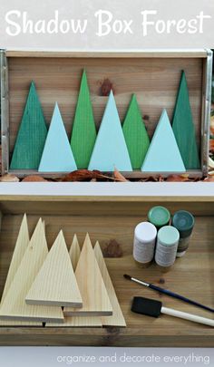 the shadow box forest is an easy and fun project for kids to do with wood