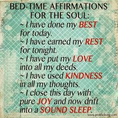 a poem written in red and green with the words bedtime affirmations for the soul