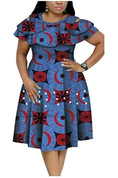 Afripride African Dresses for Women Ankara Print Plus Size Female Midi Cotton Church Dress A1825063 509J XXS: Amazon.ca: Clothing & Accessories African Dress Patterns, Pearls Dress, African Attire Dresses, African Fabric Dress, African Dresses Modern, Best African Dresses