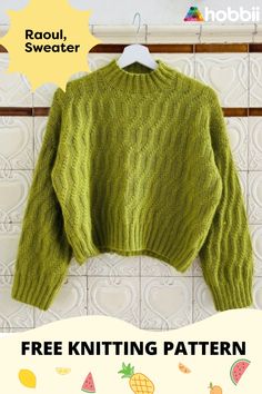 Get started on this DIY project on Raoul - Sweater Knitting
 Pattern. SIZE XS | S | M (L | XL | 2XL) 3XL | 4XL | 5XL MEASUREMENTS Bust circumference finished Sweater: 98 | 104 | 110 (116 | 122 | 134) 146 | 158 | 166 cm or 38.6 |41|43.3 (45.7|48|52.8) 57.5|62.2|65.4 inches with a positive ease of 15 to 20 cm or 6 to 8 in Length: 48 | 48| 48 (51 | 54 | 54) 57 | 60 | 60 cm or 18.9|18.9|18.9 (20|21.2|21.2) 22.5|23.5|23.5 in Sleeve length: 42 | 39 | 36 (36 | 34 | 34) 34 | 34 | 34 cm (incl. 8 cm cuff) Free Cropped Sweater Knitting Pattern, Knitted Pullover Pattern, Women’s Knitting Patterns, Free Knit Patterns For Women, Oversized Sweater Pattern Free, Free Pattern Knitting Sweater, Basic Knit Sweater Pattern, Free Ravelry Knitting Patterns, Free Sweater Knitting Pattern