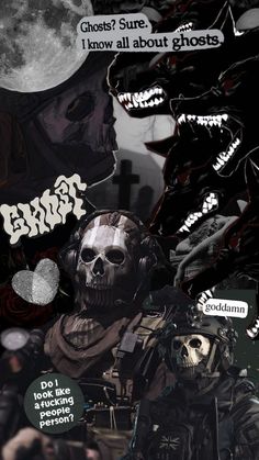 a collage of images with skulls and words