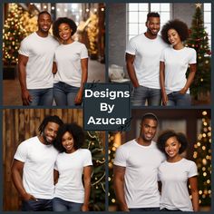 🎄  Gildan 18000 Gildan 64000 Gildan 5000 White Tee Mockup Bundle 🎄  Compliment your unique design this holiday season featuring this high quality digital mockup bundle, showcasing 7 beautiful African American couples with Christmas vibes. This mockup will help spread the holiday cheer in your Etsy shop while elevating your designs to a new level!  If you are looking for more designs, check out the complete series of products! https://designsbyazucar.etsy.com ~~What To Expect~~ ❧ Digital Images White Short Sleeve Christmas T-shirt, White Christmas T-shirt Gift, Customizable White Top For Gift, Customizable White Tops For Gifts, Customizable White Tops As Gifts, Casual White T-shirt For Holiday, White Short Sleeve Top For Gift, White Short Sleeve Top As Gift, White Relaxed Fit Top For Gift