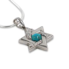 David star silver pendant, three-dimensional david star set with Turquoise & made from 925 sterling silver. Available in 14K gold. Pendant face measures 19 By 19 mm.  ONE YEAR WARRANTY🔒  As part of my customer service policy, all pieces are protected with a 1 year warranty. In addition, you are going to have 14 days to return your item if you didn't like it.  ✈FREE WORLDWIDE SHIPPING ✈ I ship within 1-3 business days, following payment confirmation - via Eco post airmail, which usually takes up to 10 business days to arrive if you are in the U.S. or Europe.  An extra optional $29, provides you with an upgrade to an Express Mail, which should arrive anywhere in the world within 3-5 business days. Please note: Local taxes may apply in your country. Please check it in advance. ❤ YOU MAY ALSO Silver Star Of David Jewelry With Birthstone, Silver Star Of David Birthstone Jewelry, David Star, Judaica Jewelry, Star Silver, Genuine Turquoise, Star Of David, Pendant Set, Turquoise Stone