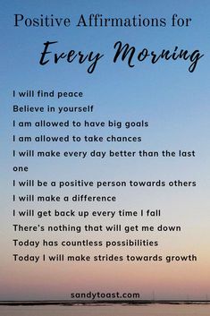 a poem that says positive affirmations for every morning