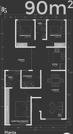 the floor plan for an apartment with three bedroom and two bathrooms, in black and white