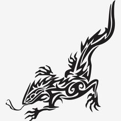 a black and white image of a lizard with intricate designs on it's body