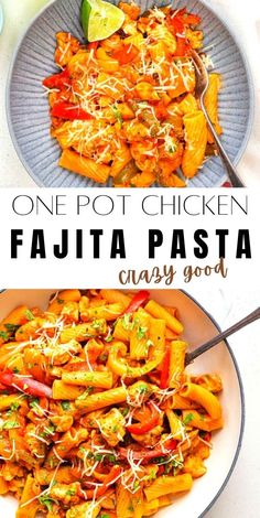 one pot chicken fajita pasta is an easy and delicious meal