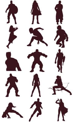 the silhouettes of people in different poses