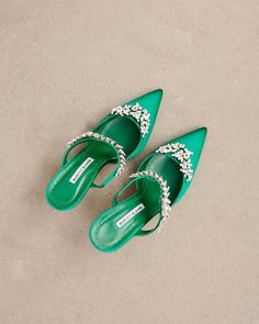 The Lurum 90 satin mules have a 90mm heel, a pointed toe and crystal embellishments. Manolo Heels, Shoes Manolo Blahnik, Turquoise Branding, Heels Aesthetic, Manolo Blahnik Heels, Blahnik Shoes, Manolo Blahnik Shoes, Satin Pumps