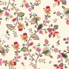 a floral wallpaper with many flowers on it