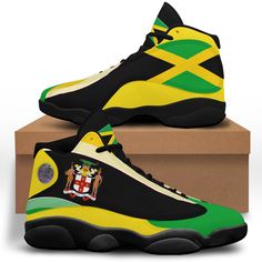 Footwear Jamaica High Top Sneaker Shoes Special Flag Subway Logo, Jordan 13 Shoes, Color Shoes, Top Sneakers Women, Jordan 13, Dinosaur Print, Bahamas, Jamaica, Shoe Collection