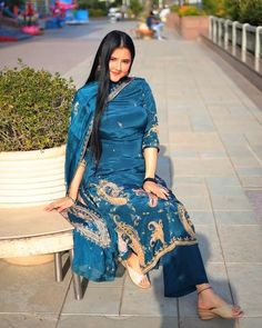 Preksha Rana, Plain Kurti Designs, Satin Dressing Gown, Punjabi Salwar, Indian Bridal Photos, Punjabi Outfits, Designer Party Wear Dresses