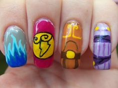 Hercules Nails Disney, Hercules Nails, Hercules Nail Art, Meg Makeup Hercules, Disney Pixar Nail Designs, Disney Character Gel Nails, Hercules 2014, Disney Princess Nails, Nails Today