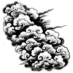 Premium Clouds Stencil Tattoo Files Asian Inspired Tattoos Men, Japanese Tattoo Filler, Samurai Tattoo Stencil, Chinese Clouds Tattoo, Color Bone Tats, Cloud Filler Tattoo, Cool Space Tattoos, Clouds Stencil, Background Tattoo Design