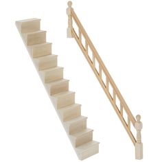 a set of wooden stairs with handrails