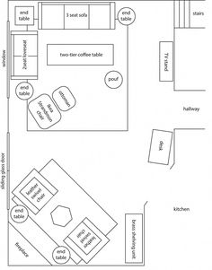 the floor plan for an office with seating and kitchen areas, including a dining area