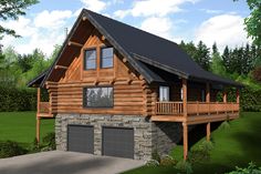 2 Beds, 2 Baths, 2 Stories, 2 Car Garage, 1805 Sq Ft, Cabin House Plan. Cottage Floor Plan, Log Home Living, Log Home Plans, Shingle Exterior, Cabin Floor Plans, Cabin House, Cabin House Plans, Traditional House Plan, Log Cabin Homes