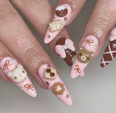 Nails 3d, Chocolate Design, Kawaii Nails, Dream Nails, Cute Nail Designs