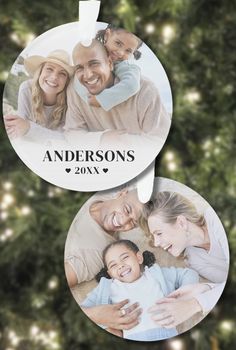 Cute Simple Personalized Family Name Photo Christmas Ornament Gift Idea Family Togetherness, Bold Serif Fonts, Photo Christmas Ornaments, Christmas Ornaments Gifts, Name Photo, Photo Christmas, Gradient Background