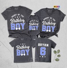 "Birthday Boy Family Shirts, Birthday Shirts For Family, Birthday Boy Personalized Shirts, Birthday Matching Outfit, Mom of the Birthday Boy HOW TO ORDER Please, Check and Review all Photos. * Select Your T-Shirt Style and T-Shirt Color from drop down menus. * Choose Your Quantity as much as you want. * You will see \"Add Your Personalization\" Section which is located below the quantity box. Enter Personalization Text: Dad, Mom, Grandpa, Grandma, Aunt, Sister, Brother or Your Custom Text For Bi Blue Family Matching Shirt For Birthday, Family Matching Blue Shirt For Birthday, Blue Tops With Name Print For Birthday, Blue Letter Print Top For Birthday, Name Print Tops For Birthday, Customizable Shirt For Birthday And Father's Day, Birthday Shirts For Family, Hubby Wifey Shirts, Married Shirt