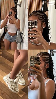 Photoshoot Ideas With Braids, Two Side Braid Hairstyles, Cornrows In Front Box Braids In Back, Braids Photoshoot Ideas, Pics Edit, Cornrow Braids, Braids Hairstyles Pictures