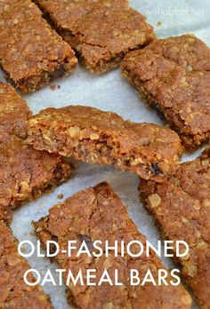 old - fashioned oatmeal bars cut into squares