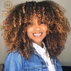 Brown Blonde Ombre, Short Curly Afro, Ombre Curly Hair, Bang Wig, Curly Afro Hair, Curly Afro Wig, Curly Fro, Afro Wig, Highlights Curly Hair