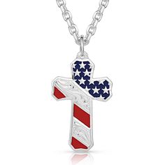 Montana Silversmith Jewelry, Patriotic Cross, Born In The Usa, Western Bracelets, Cross Symbol, Painted Background, Patriotic Flag, Usa Patriotic, Boot Jewelry