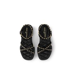 LOUIS VUITTON® - Maya Flatform Sandal - Black Louis Vuitton Trunk, Spring Sandals, Trunk Bag, Flatform Sandals, Leather Denim, Shoe Boot Sandals, Buckle Shoes, Wallet Pouch, Louis Vuitton Official