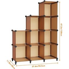 an image of a shelving unit with four shelves on each side and one shelf in the middle