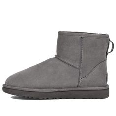 UGG Classic Mini UGG Rubber Logo 1108231-GREY Classic Mini Ugg, Australian Boots, Mini Uggs, Black Snow Boots, Half Boots, Boots Woman, Ugg Mini, Ugg Classic Mini, Types Of Heels