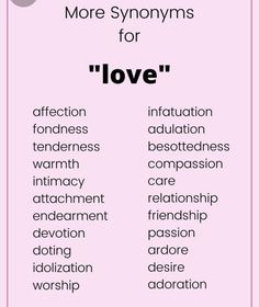 a pink poster with the words love and other words on it in different font styles